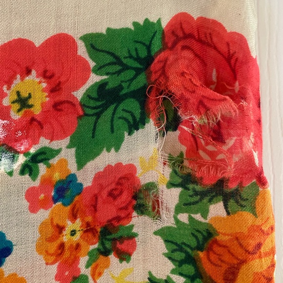 VTG Huge 60s floral folk fringe wool scarf festival cottagecore grannycore shawl - Picture 5 of 10